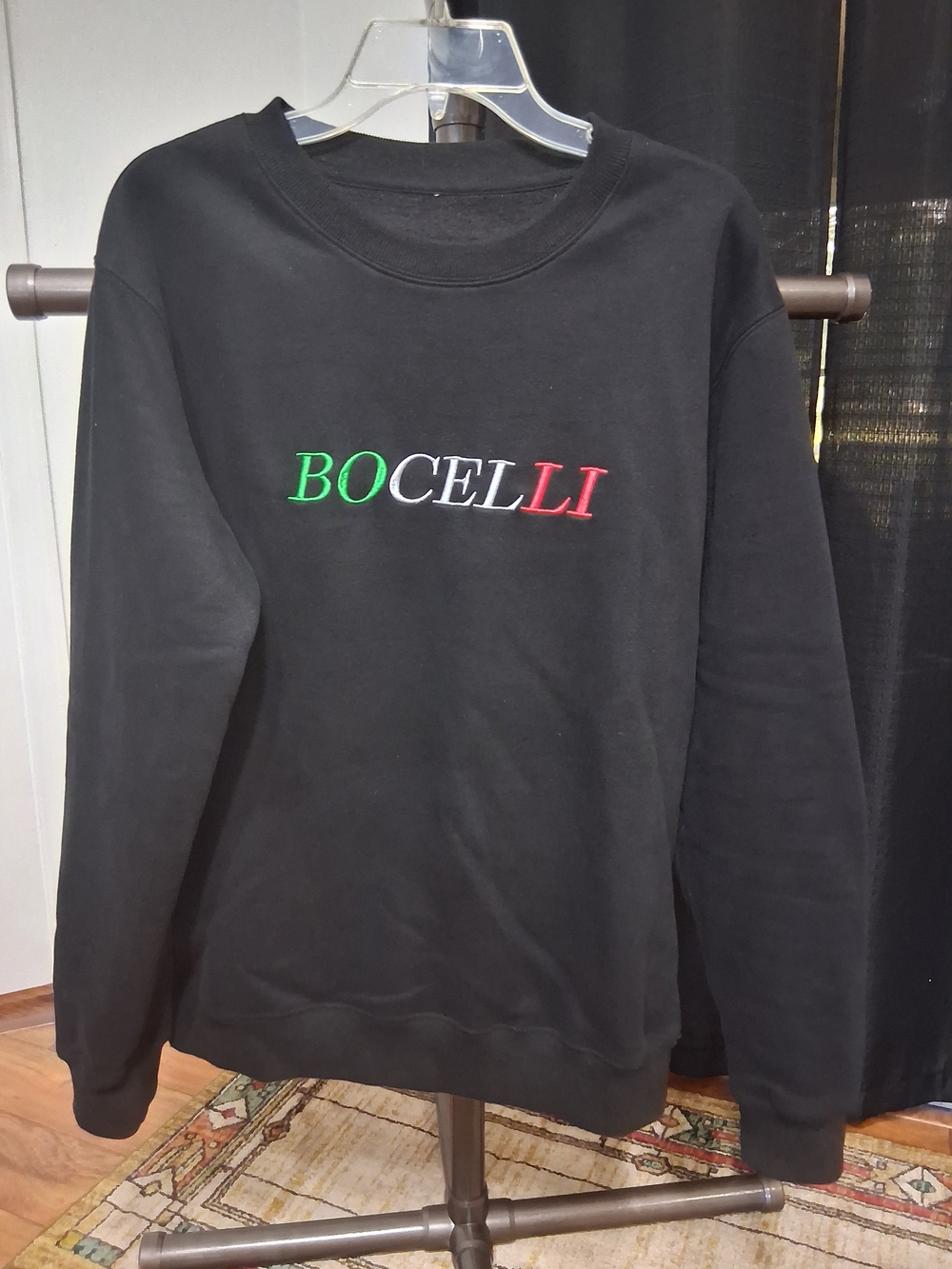 BOCELLI Black Crewneck Sweatshirt with Tricolor Lettering